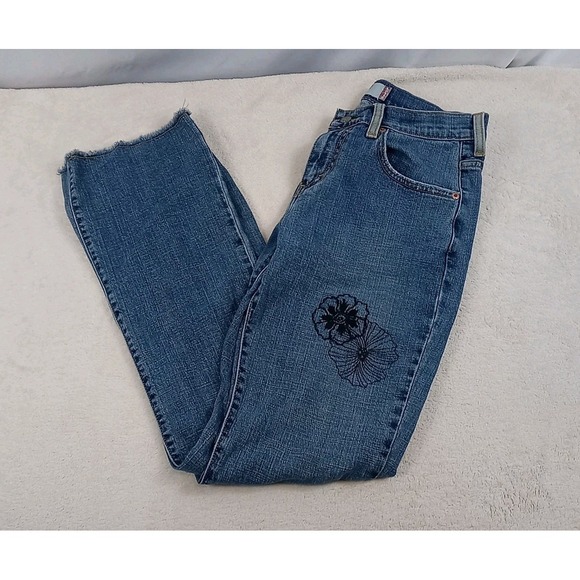 VTG Levis 515 Boot Cut Jeans Women's Size 6M Embroidered Flower Distressed 90s - Picture 1 of 14